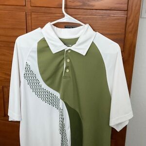 Men's Izod Green and White Polo Golf Shirt